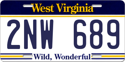 WV license plate 2NW689