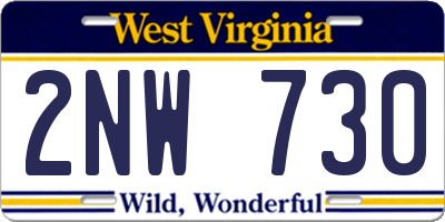 WV license plate 2NW730