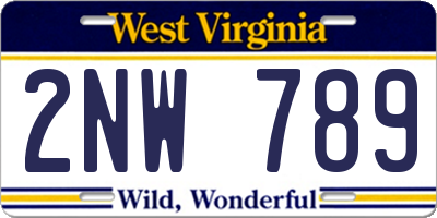 WV license plate 2NW789