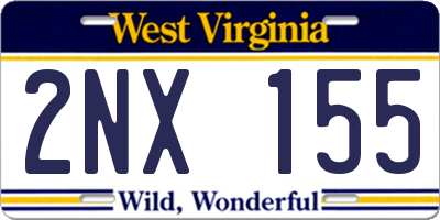 WV license plate 2NX155