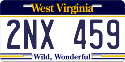 WV license plate 2NX459