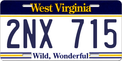 WV license plate 2NX715