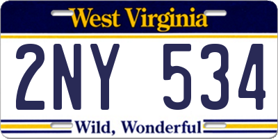 WV license plate 2NY534