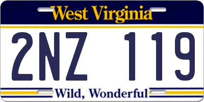WV license plate 2NZ119