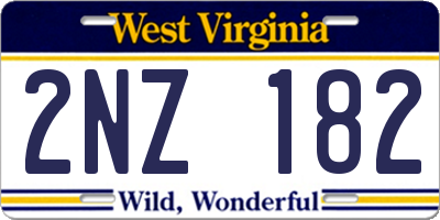 WV license plate 2NZ182