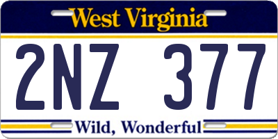 WV license plate 2NZ377