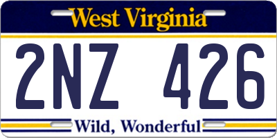 WV license plate 2NZ426