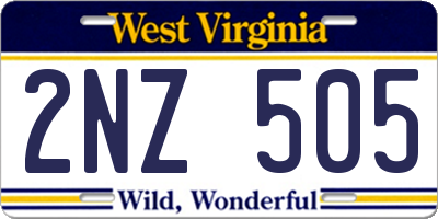WV license plate 2NZ505