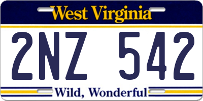 WV license plate 2NZ542