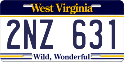WV license plate 2NZ631