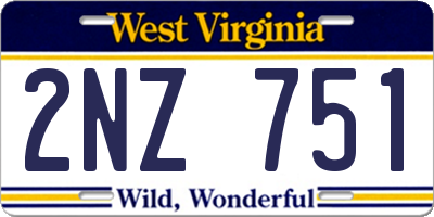 WV license plate 2NZ751