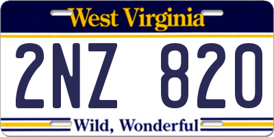 WV license plate 2NZ820
