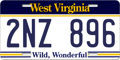 WV license plate 2NZ896