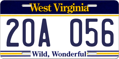 WV license plate 2OA056