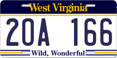 WV license plate 2OA166