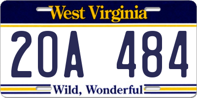 WV license plate 2OA484