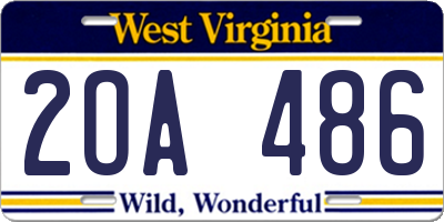 WV license plate 2OA486