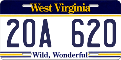 WV license plate 2OA620
