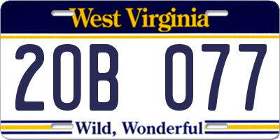 WV license plate 2OB077