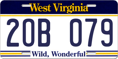 WV license plate 2OB079