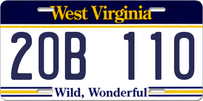 WV license plate 2OB110