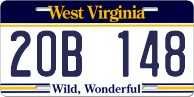 WV license plate 2OB148