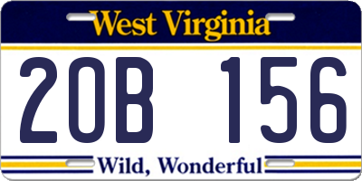 WV license plate 2OB156