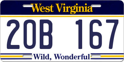 WV license plate 2OB167