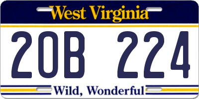 WV license plate 2OB224
