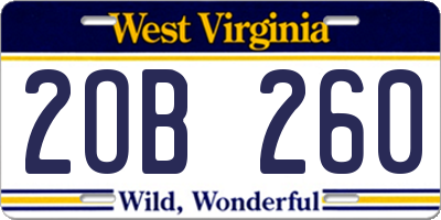 WV license plate 2OB260