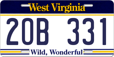 WV license plate 2OB331