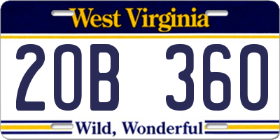 WV license plate 2OB360