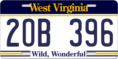 WV license plate 2OB396