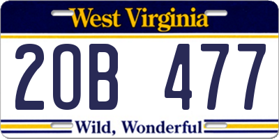 WV license plate 2OB477