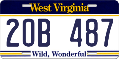 WV license plate 2OB487