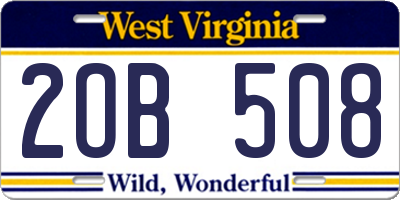 WV license plate 2OB508