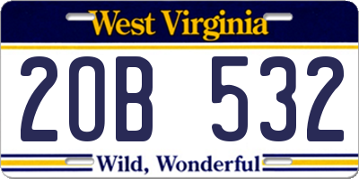 WV license plate 2OB532