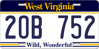 WV license plate 2OB752