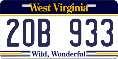 WV license plate 2OB933