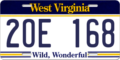 WV license plate 2OE168