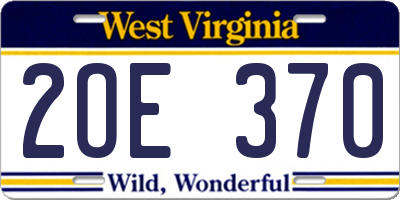 WV license plate 2OE370