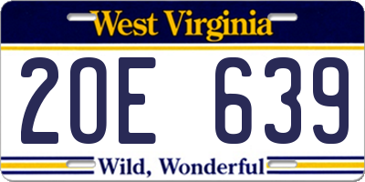 WV license plate 2OE639