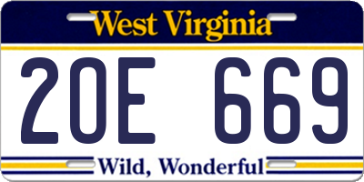 WV license plate 2OE669