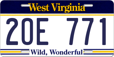 WV license plate 2OE771