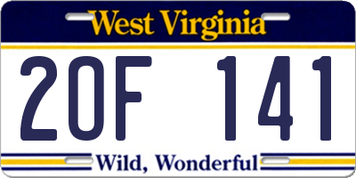 WV license plate 2OF141