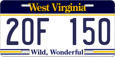 WV license plate 2OF150