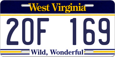 WV license plate 2OF169