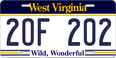 WV license plate 2OF202
