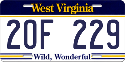 WV license plate 2OF229