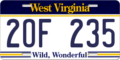 WV license plate 2OF235
